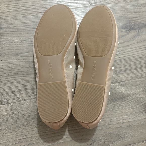 OFF 34th Friyaa Mesh Ballet Pearl Studded Beige Pink Sz 7.5 Classic - Picture 8 of 9